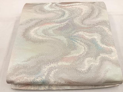平和屋着物◎六通柄袋帯　流水文　銀糸　正絹　逸品　BAAV9303mz