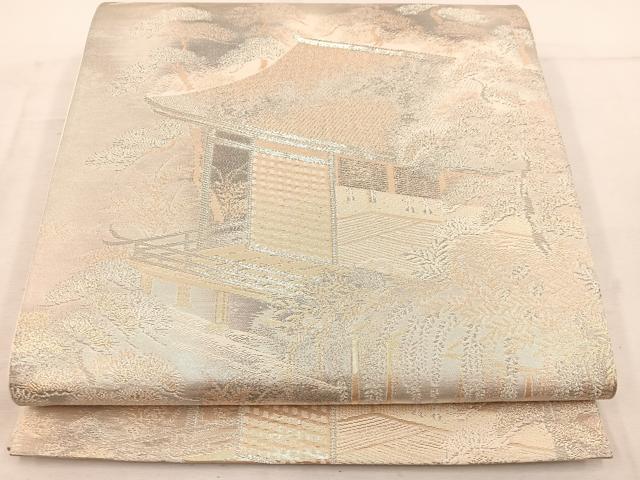 平和屋着物◎六通柄袋帯　京洛錦　二重引箔　風景文　金銀糸　正絹　逸品　BAAV9310mz