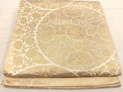 平和屋着物◎六通柄袋帯　草花文　金糸　正絹　逸品　BAAV9324mz