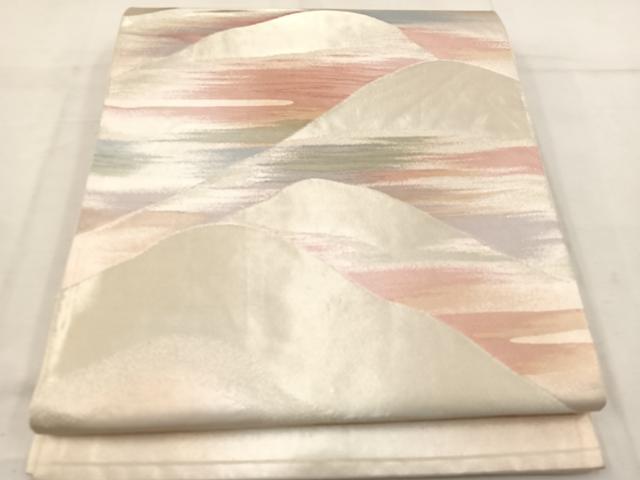 平和屋着物◎太鼓柄袋帯　遠山文　引箔　正絹　逸品　BAAV9340mz