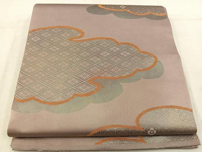平和屋着物◎六通柄 本袋帯 高雅錦 雲取り亀甲花文 正絹 逸品 BAAV9341mz