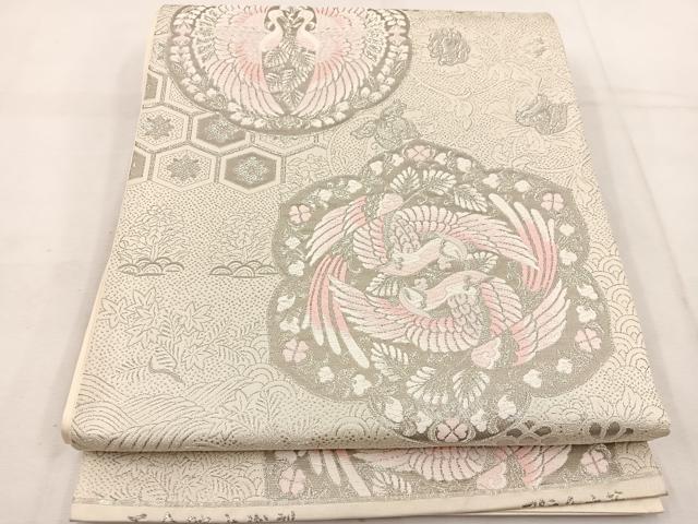 平和屋着物◎六通柄袋帯 唐織 正倉院古代裂 プラチナ箔 正絹 逸品 BAAV9346mz