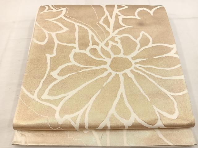 平和屋着物◎六通柄袋帯 草花文 引箔 正絹 逸品 BAAV9348mz