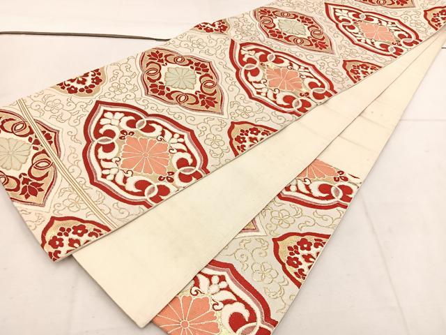 平和屋着物◎六通柄 京袋帯 本袋帯 唐織 草花文 金糸 正絹 逸品 BAAV9349mz