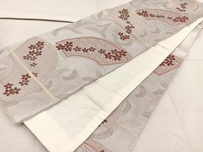 平和屋着物◎六通柄袋帯 地紙花文 金糸 BAAV9350mz