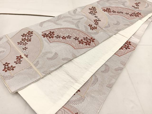 平和屋着物◎六通柄袋帯 地紙花文 金糸 BAAV9350mz