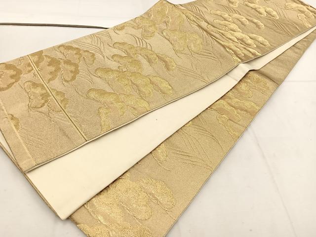 平和屋着物◎六通柄袋帯 松 金糸 正絹 逸品 BAAV9354mz