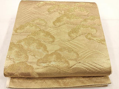 平和屋着物◎六通柄袋帯 松 金糸 正絹 逸品 BAAV9354mz