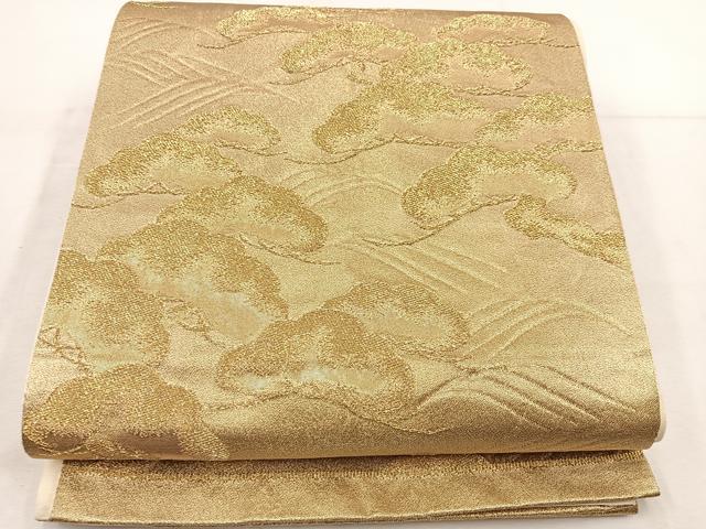平和屋着物◎六通柄袋帯 松 金糸 正絹 逸品 BAAV9354mz