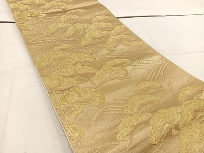 平和屋着物◎六通柄袋帯 松 金糸 正絹 逸品 BAAV9354mz