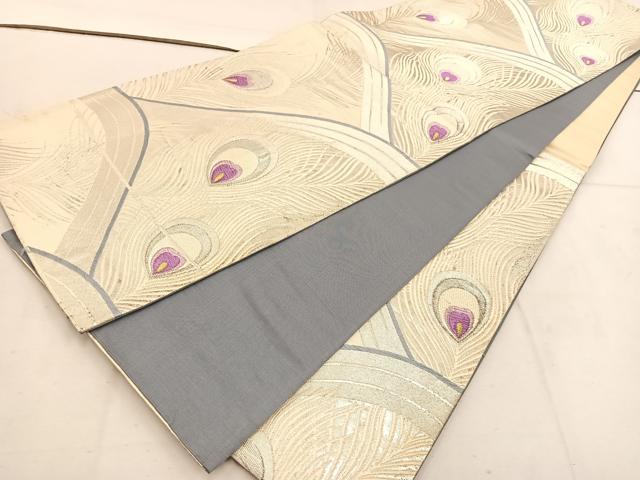 平和屋着物◎六通柄袋帯 唐織 孔雀羽 金銀糸 正絹 逸品 BAAV9355mz