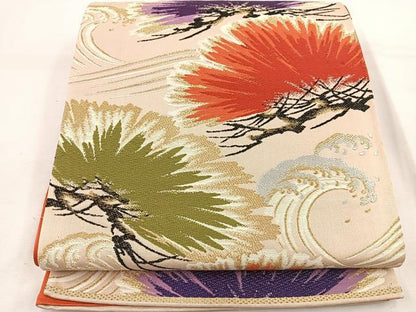 平和屋着物◎六通柄袋帯 唐織 浜松文 金銀糸 正絹 逸品 BAAV9373mz