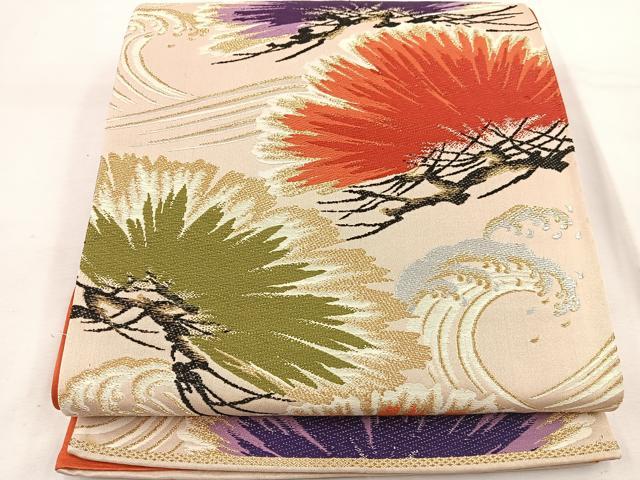 平和屋着物◎六通柄袋帯 唐織 浜松文 金銀糸 正絹 逸品 BAAV9373mz