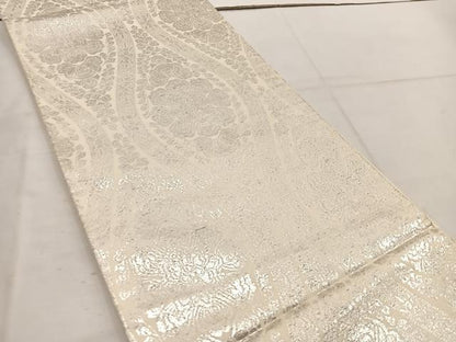 平和屋着物◎六通柄袋帯　嵐山　純銀箔　正絹　逸品　BAAV9397mz