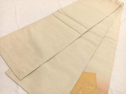 平和屋着物◎太鼓柄袋帯　綴れ　色紙飛鶴風景文　金糸　正絹　逸品　BAAV9441hv