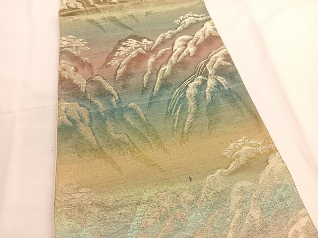 平和屋着物◎六通柄袋帯　遠山文　金糸　正絹　逸品　BAAV9456hv