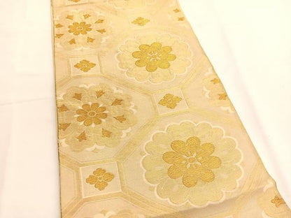 平和屋着物◎六通柄袋帯　蜀江花文　金糸　正絹　逸品　BAAV9466hv