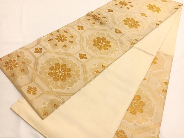 平和屋着物◎六通柄袋帯　蜀江花文　金糸　正絹　逸品　BAAV9466hv