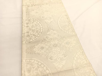 平和屋着物◎六通柄袋帯　唐織　花菱丸文　銀糸　正絹　逸品　BAAV9472hv