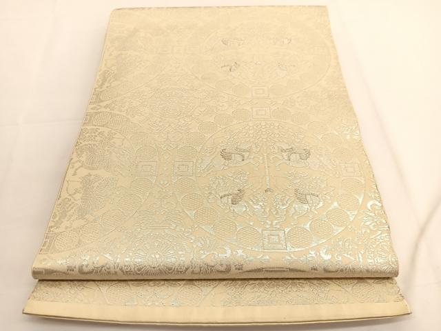 平和屋着物◎六通柄 本袋帯 狩猟文 銀糸 正絹 逸品 BAAV9515hv