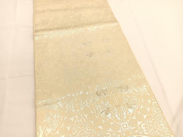 平和屋着物◎六通柄 本袋帯 狩猟文 銀糸 正絹 逸品 BAAV9515hv