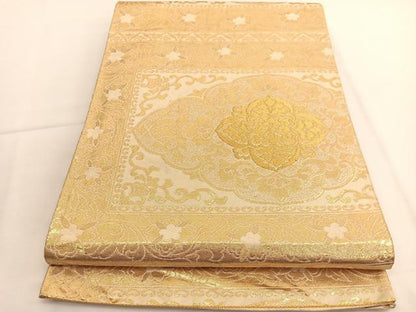 平和屋着物◎六通柄袋帯 花菱文 金糸 正絹 逸品 BAAV9533hv