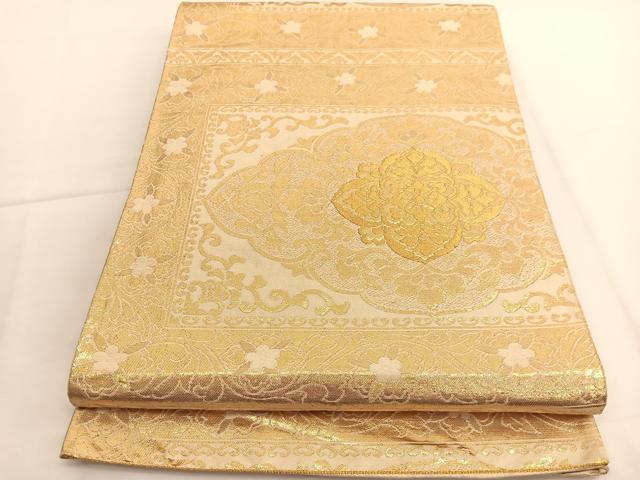 平和屋着物◎六通柄袋帯 花菱文 金糸 正絹 逸品 BAAV9533hv