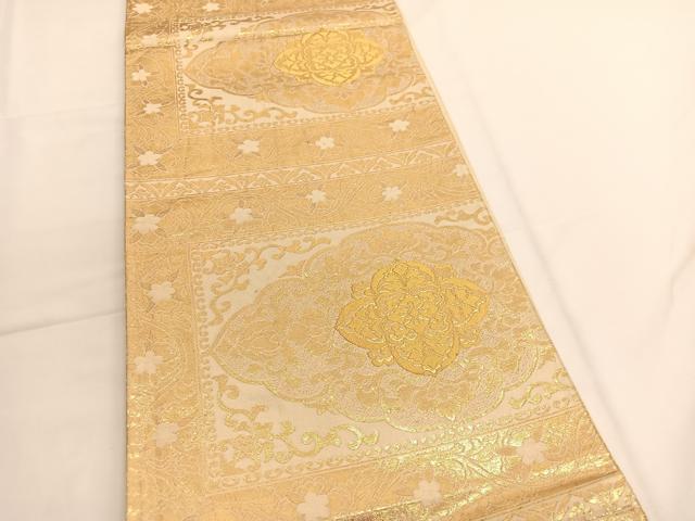 平和屋着物◎六通柄袋帯 花菱文 金糸 正絹 逸品 BAAV9533hv