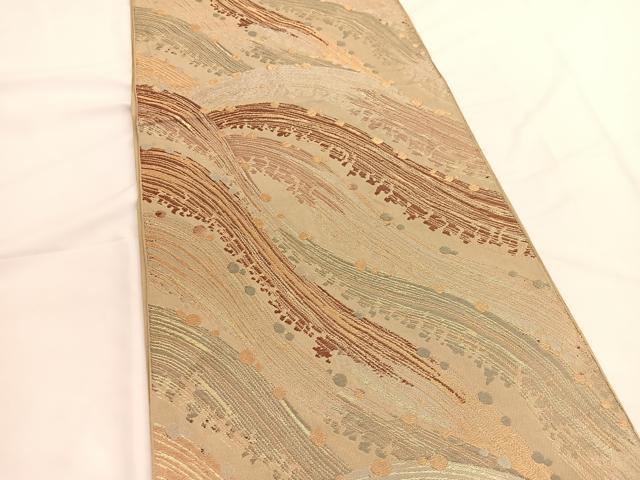平和屋着物●六通柄袋帯　唐織　立波文　金銀糸　正絹　逸品　未使用　DABD1889ps 平和屋着物○六通柄袋帯 唐織 地紙花鳥文 金銀糸 正絹 逸品 DABB7588op