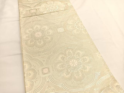 平和屋着物◎六通柄袋帯　唐織　飾花文　銀糸　正絹　逸品　BAAV9548hv