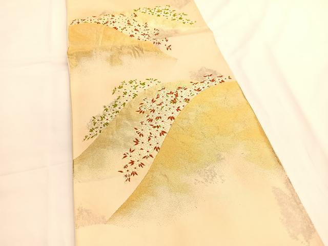 平和屋着物◎六通柄袋帯 唐織 重ね山花文 金糸 正絹 逸品 BAAV9560hv