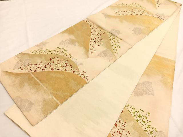 平和屋着物◎六通柄袋帯 唐織 重ね山花文 金糸 正絹 逸品 BAAV9560hv