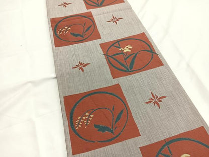 平和屋着物◎六通柄袋帯 草花丸文 金糸 正絹 逸品 BAAV9570hv