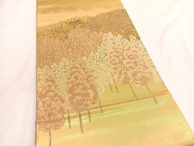 平和屋着物◎六通柄袋帯　日本の名勝　北山杉　金糸　引箔　正絹　逸品　BAAV9578hv