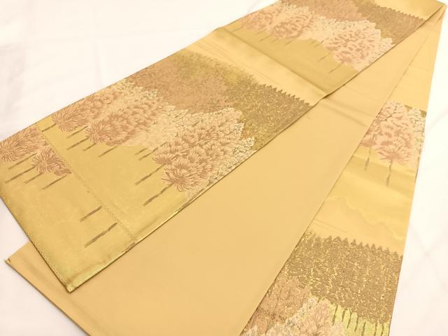 平和屋着物◎六通柄袋帯　日本の名勝　北山杉　金糸　引箔　正絹　逸品　BAAV9578hv
