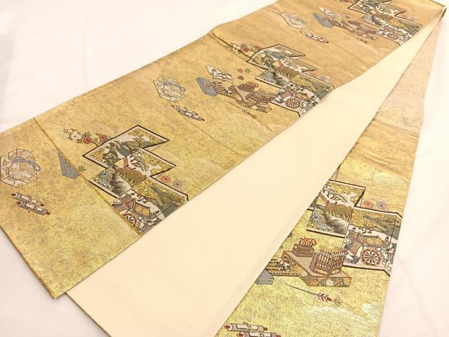 平和屋着物◎六通柄袋帯 唐織 聞香席飾 金糸 正絹 逸品 BAAV9579hv