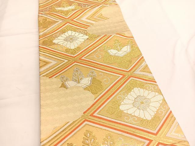 平和屋着物◎六通柄袋帯　唐織　花唐草菱文　金銀糸　正絹　逸品　BAAV9600hv