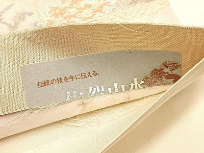 平和屋着物◎六通柄袋帯 唐織 佐賀山水 金銀糸 正絹 逸品 BAAV9620hv