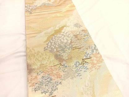 平和屋着物◎六通柄袋帯 唐織 佐賀山水 金銀糸 正絹 逸品 BAAV9620hv