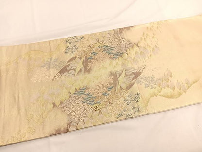 平和屋着物◎六通柄袋帯 唐織 佐賀山水 金銀糸 正絹 逸品 BAAV9620hv