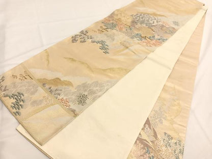 平和屋着物◎六通柄袋帯 唐織 佐賀山水 金銀糸 正絹 逸品 BAAV9620hv