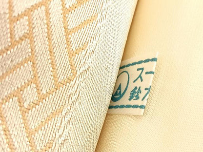平和屋着物◎六通柄袋帯 唐織 檜垣花文 金糸 鈴乃屋扱い 正絹 逸品 BAAV9627hv