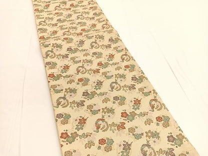 平和屋着物◎六通柄袋帯　唐織　鳳凰花丸文　金糸　正絹　逸品　BAAV9651hv