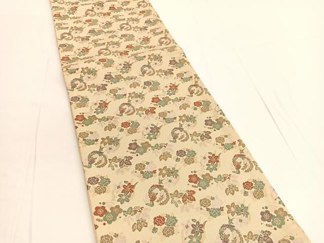 平和屋着物◎六通柄袋帯　唐織　鳳凰花丸文　金糸　正絹　逸品　BAAV9651hv