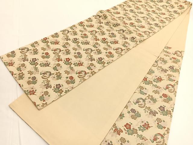 平和屋着物◎六通柄袋帯　唐織　鳳凰花丸文　金糸　正絹　逸品　BAAV9651hv