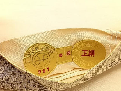 平和屋着物◎西陣　仲田織物謹製　六通柄袋帯　遠山文　金銀糸　正絹　逸品　BAAV9653hv