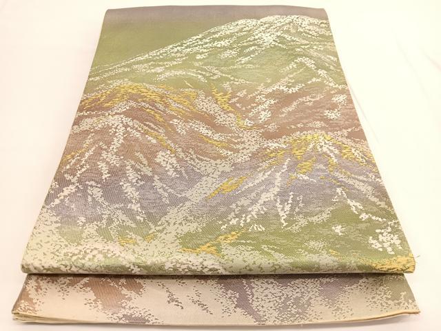 平和屋着物◎西陣　仲田織物謹製　六通柄袋帯　遠山文　金銀糸　正絹　逸品　BAAV9653hv