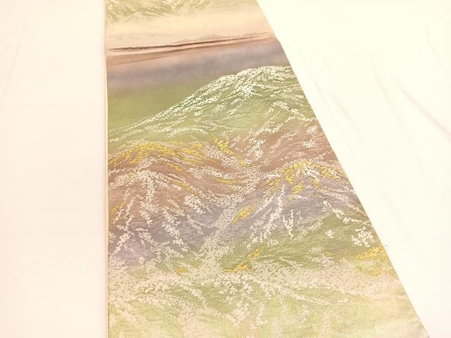 平和屋着物◎西陣　仲田織物謹製　六通柄袋帯　遠山文　金銀糸　正絹　逸品　BAAV9653hv