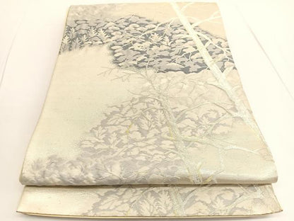 平和屋着物◎六通柄袋帯　樹林文　金銀糸　正絹　逸品　BAAV9661hv