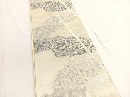 平和屋着物◎六通柄袋帯　樹林文　金銀糸　正絹　逸品　BAAV9661hv